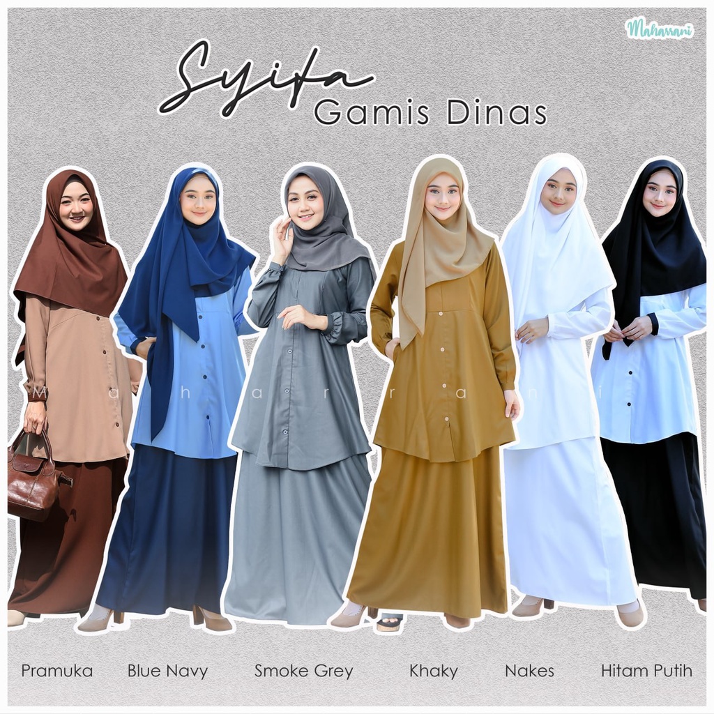 Syifa Dress By Maharani Hijab I Gamis PDH I Gamis Hitam Putih I PNS ASN HONOR