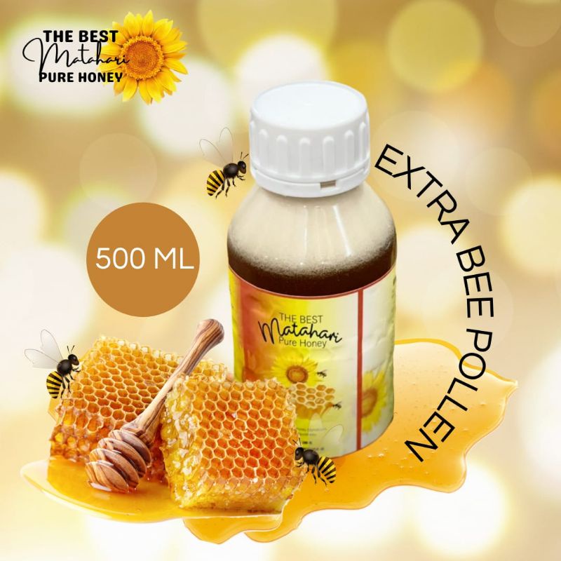 

1 BOTOL 500 ml extra bee pollen madu mataharipurehoney