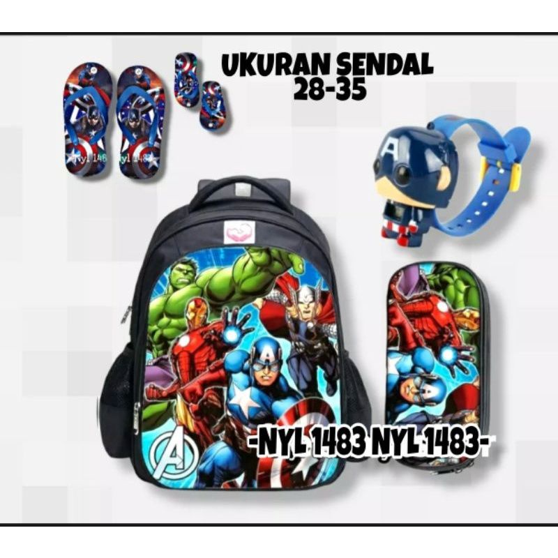 BEST 3IN1 Tas Ransel Avengers Ransel anak sekolah Backpack Karakter