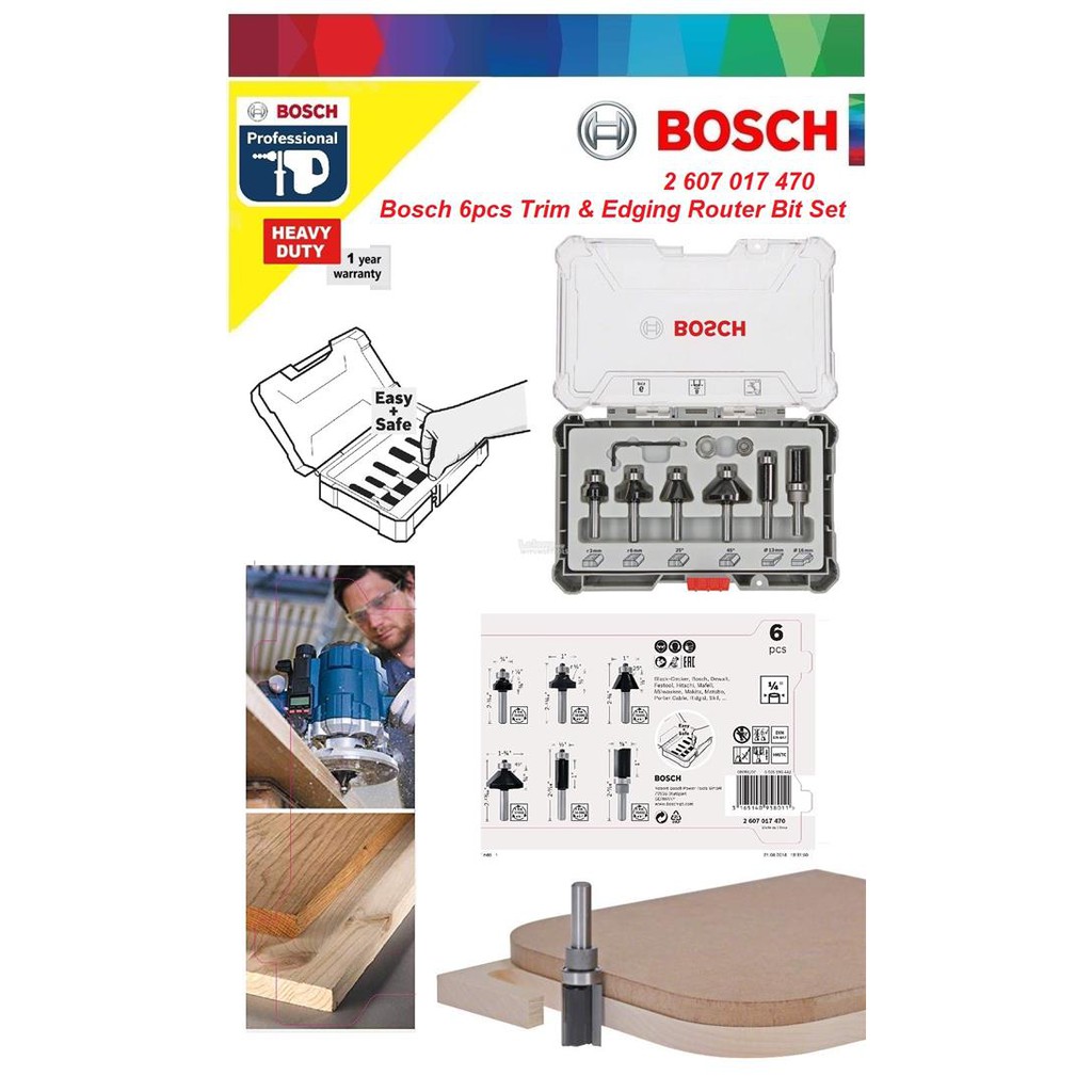 BOSCH Mata Ruter Set / Router Bit Set 6 Pcs (470)