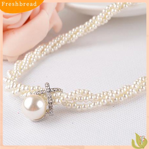 [TERLARIS]Women Fashion Pendant Chain Choker Faux Pearls Statement Necklace Jewelry