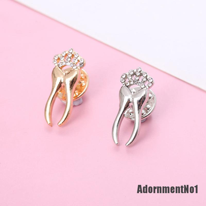 (Adornmentno1) Bros Pin Desain Mahkota Gigi Hias Kristal Aksesoris Wanita