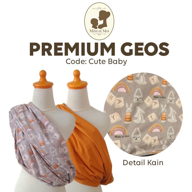 Mereetmoi Simple Sling / Geos /Gendongan Kaos bayi FREE HEAD WRAP