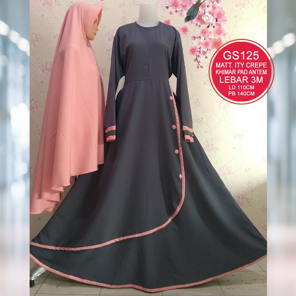GS125 Gamis Syar'i ITY Crepe Kombinasi Kancing