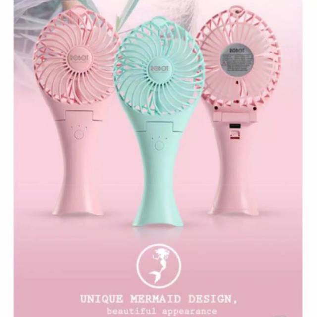 Kipas Robot Original RT-BF07 bisa Lipat bentuk mermaide &amp; Aspor Handy fan plus stent holder hp