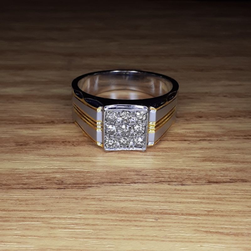 cincin perak pria mewah berlian eropa + memo