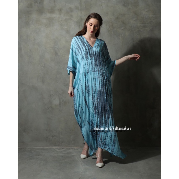 PROMO KAFTAN kaftan tie dye warna biru elegant original bali kwalitas premium - motif 16 PUTIH MURAH