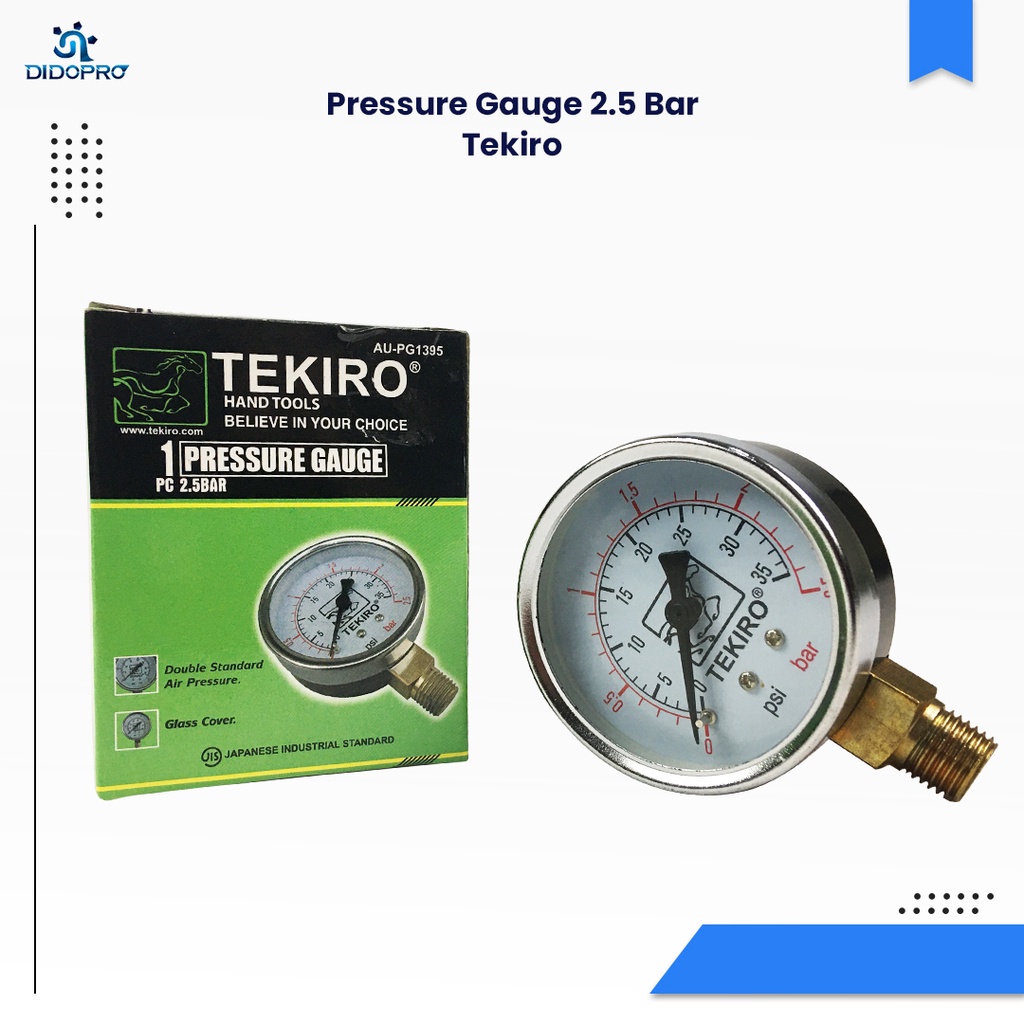 Manometer 2.5 kg TEKIRO Pressure Gauge 2,5 bar 2.5kg Mano Meter Presure Tekanan 2.5bar 2,5bar 2,5kg Drat Luar Pipa 1/4 inch