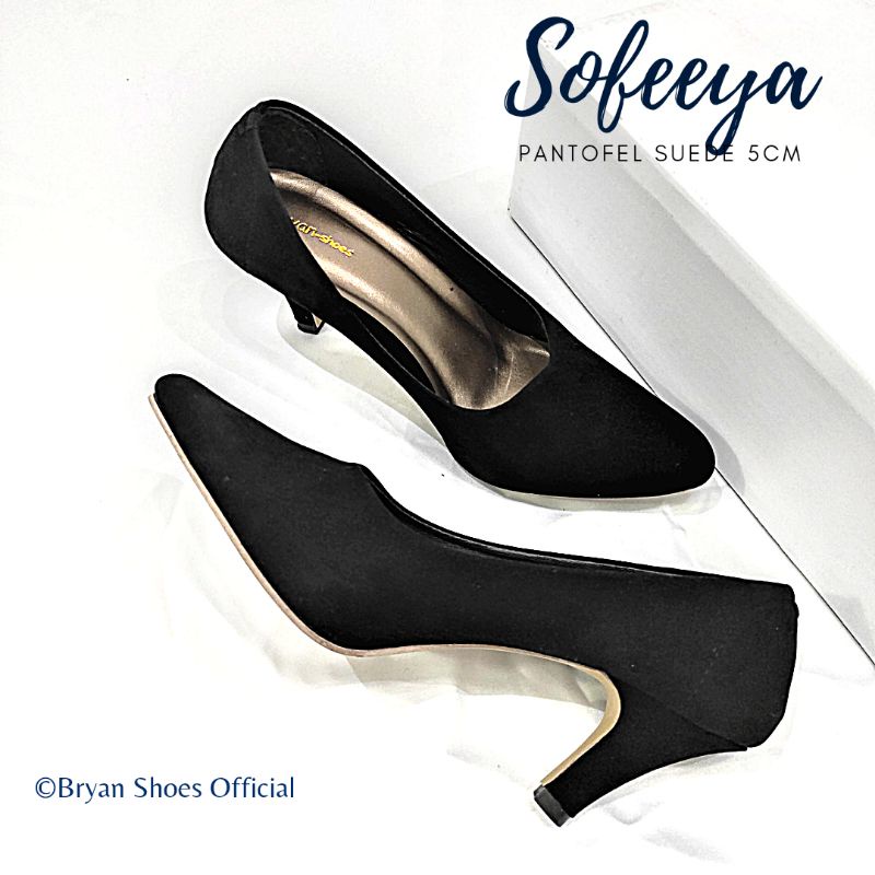 Bryan Sofeeya Suede Beludru Pantofel Heels 5cm Polos Formal Kantor Kerja Size Jumbo Bigsize 36-40 41 42 43