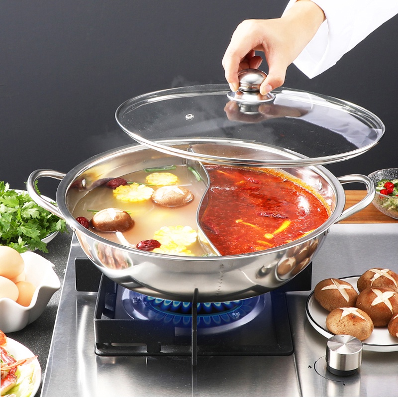 [BS] PANCI SHABU HOT POT 2 SEKAT TUTUP KACA STEAMBOAT 28CM 28 CM SUKI