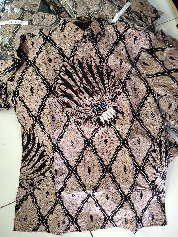 Batik Pria Pari Mocca Size M - Xxl Batik Solo Halus Asli Katun Sragenan Full Furing