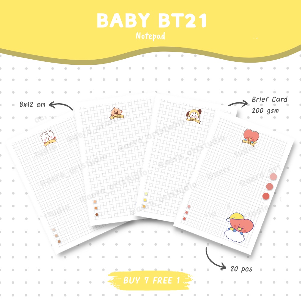 

(20 pcs) Baby BT21 : Notepad - by Aera Art Studio | Memo - Catatan - To Do List Check - Daily Planner - Note - Weekly Plan - Check List - Note Paper - DIY Scrapbook - Diary - Memo Cute