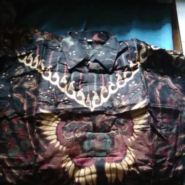 New Kemeja Batik Pria Lengan Panjang Size M L Xl Xxl  Bswart Batik Hrb026 Kenongo Hem Panjang Padi