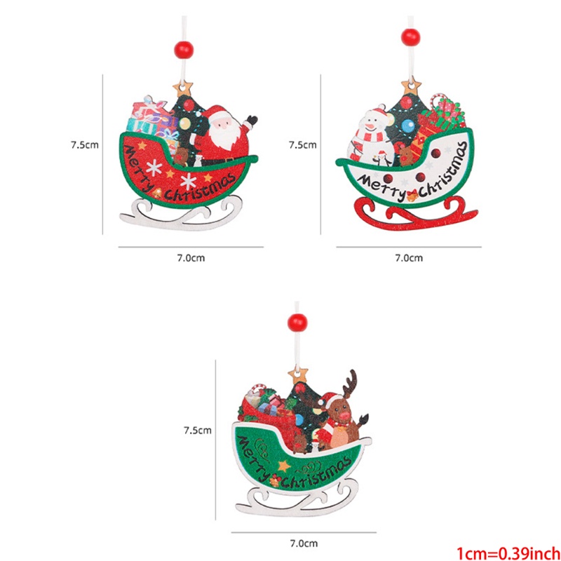 3pcs Ornamen Liontin Gantung Desain Santa Snowman Untuk Pohon Natal