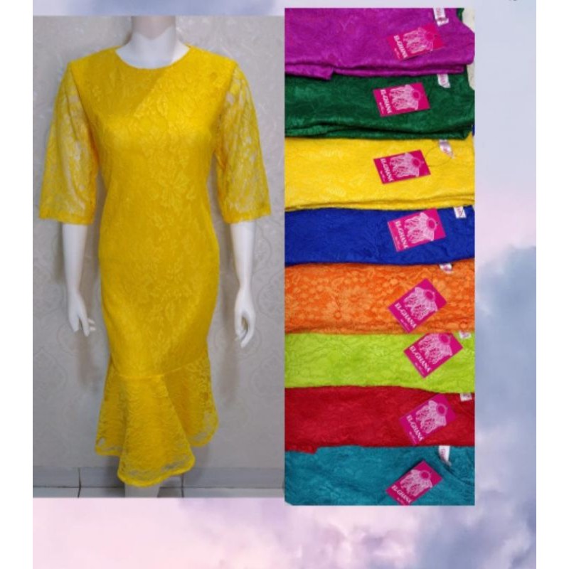 Dress Duyung full brukat Polos dan Mutiara