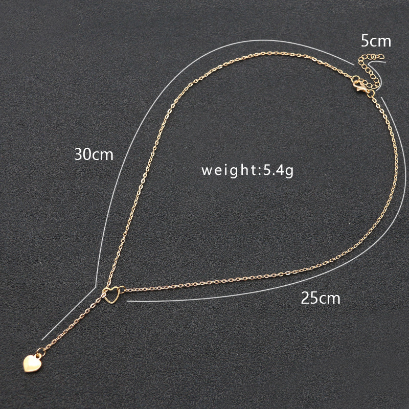 Fashion Peach Heart Necklace Hollow Love Personality Simple Clavicle Chain Heart Pendant Jewelry