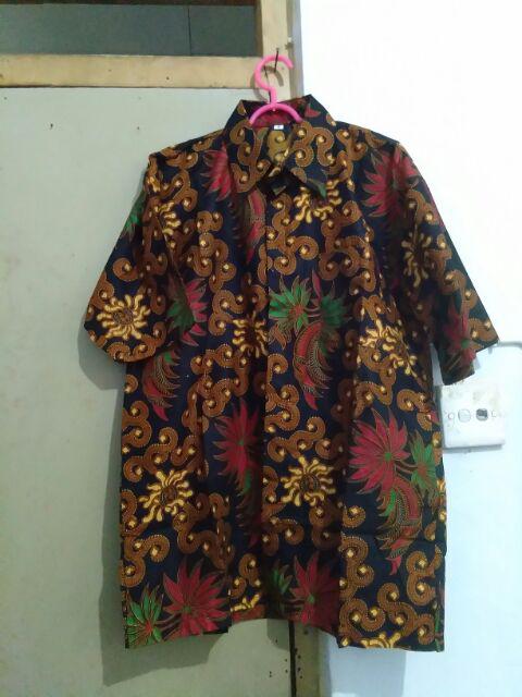 Asifa Batik Hrb026 Kenongo Kemeja Tosca Pendek Pekalongan Padi M L Xl Sogan Tulis Halus Kemeja Batik