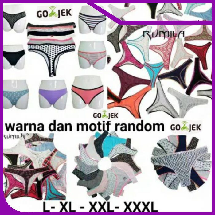 BIG Size Jumbo L - XL - XXL - XXXL Gstring Brief Underwear Thong Pakaian Celana Dalam Wanita