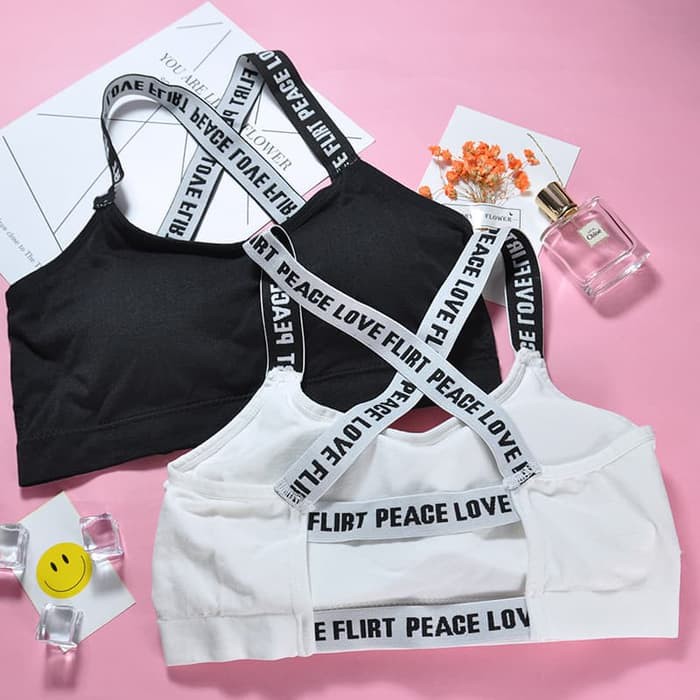 B 017 Peace Love Flirt Bra lette - WHITE