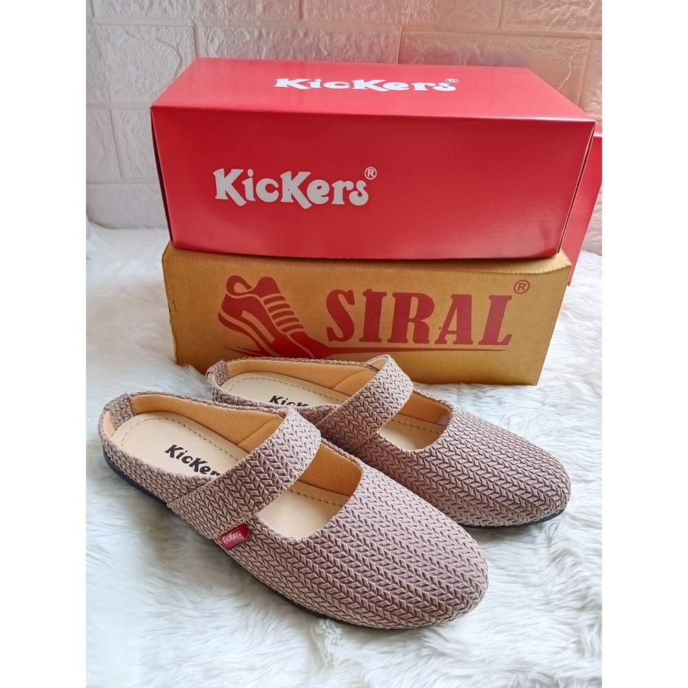 Sepatu Selop Wanita Rajut Warna Krem