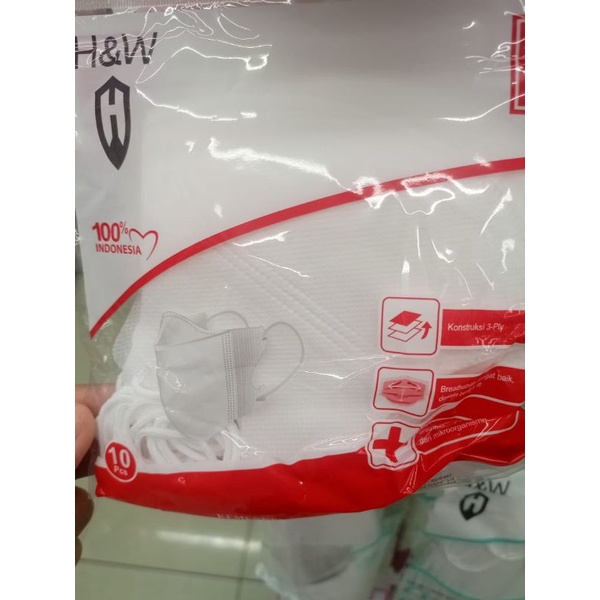 Masker Duckbill Anak & Dewasa Putih  dan Hitam SNI Emboss Nice So NiceSo Asli Original Warna White B