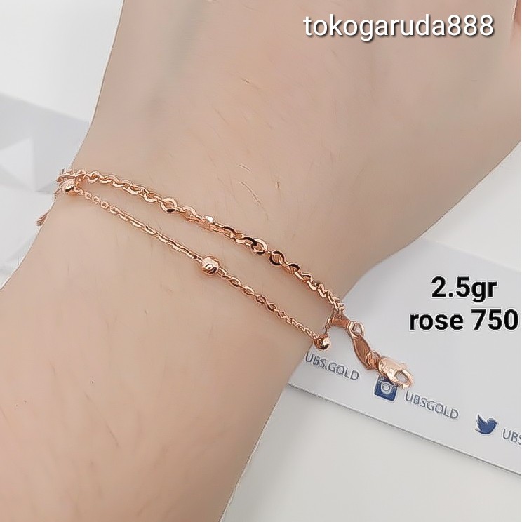 Rantai tangan gelang tali anak dan dewasa emas asli kadar 750 75% variasi jedar nori korea holo merica lada 2 layer