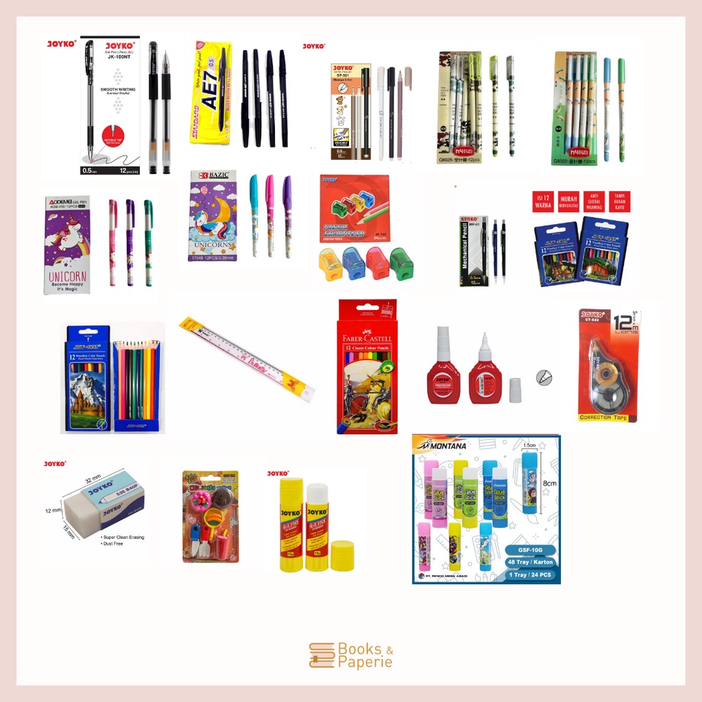 

ALAT TULIS KANTOR (ATK) PULPEN, PENSIL, PENGHAPUS, PENGGARIS, LEM, RAUTAN DLL