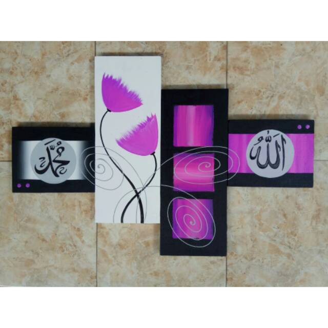 Lukisan kaligrafi bunga abstrak Minimalis