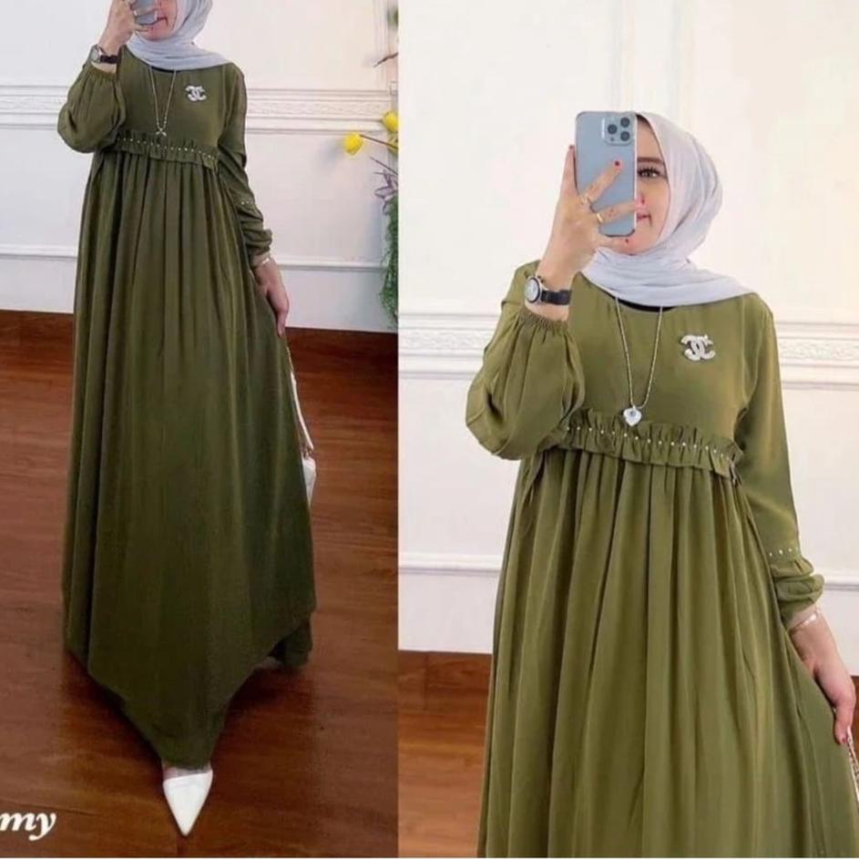 NEW PRODUCT  2.2 AURELIA Dress moscrepe Gamis wanita terbaru 2022 warna putih busui friendly ukuran 