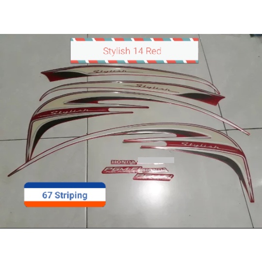 Stiker Striping Motor Honda Scoopy Stylish 2014 Red