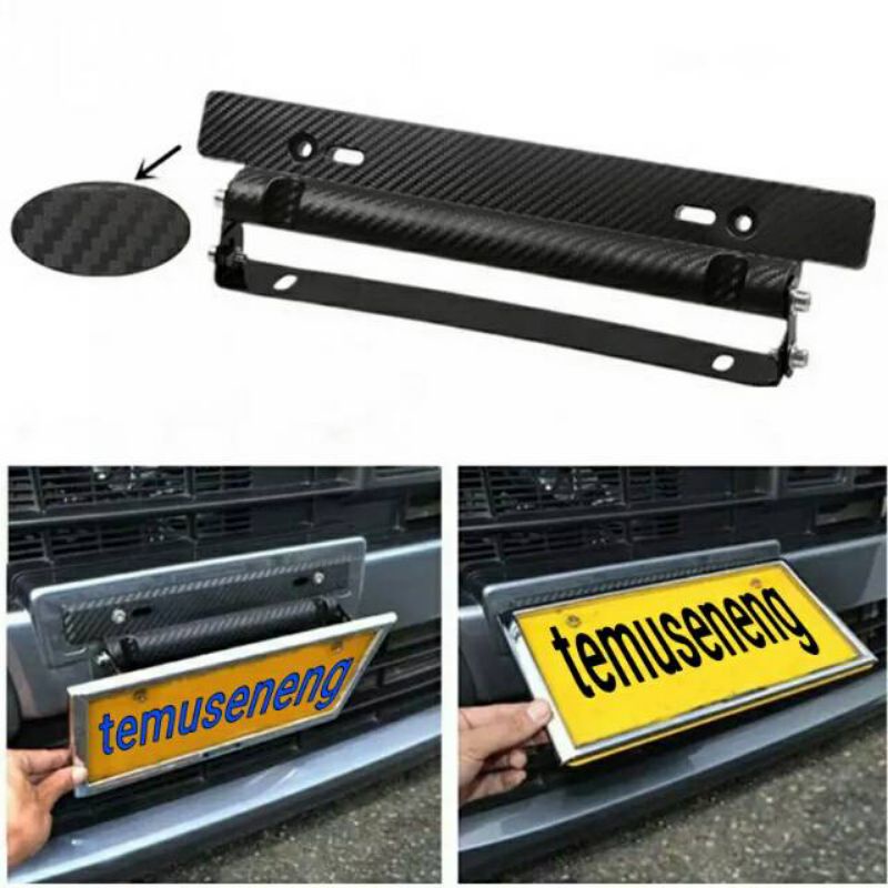 Dudukan Plat Nomor Mobil Warna Carbon Karbon Universal Bracket Wadah Plat