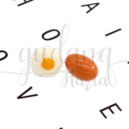 Anting Stud Telur Asimetris Earrings Motif Egg Simple GH 203556