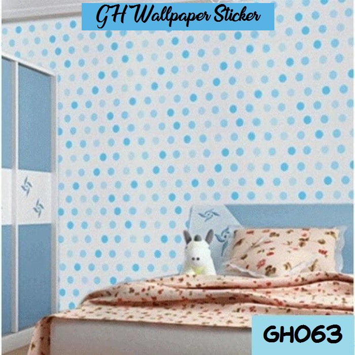 Wallpaper dinding 3d kamar tidur / Wallpaper dinding kamar tidur anak wallstiker Motif Polkadot Hitam Ukuran 45cm x 8M