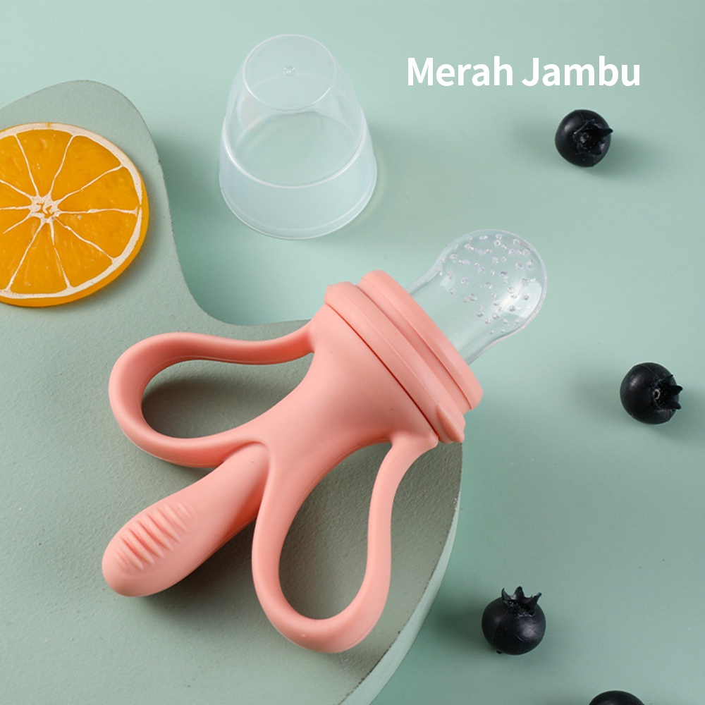 Teether bayi + dot buah bayi 2 in 1 empeng bayi-Pink