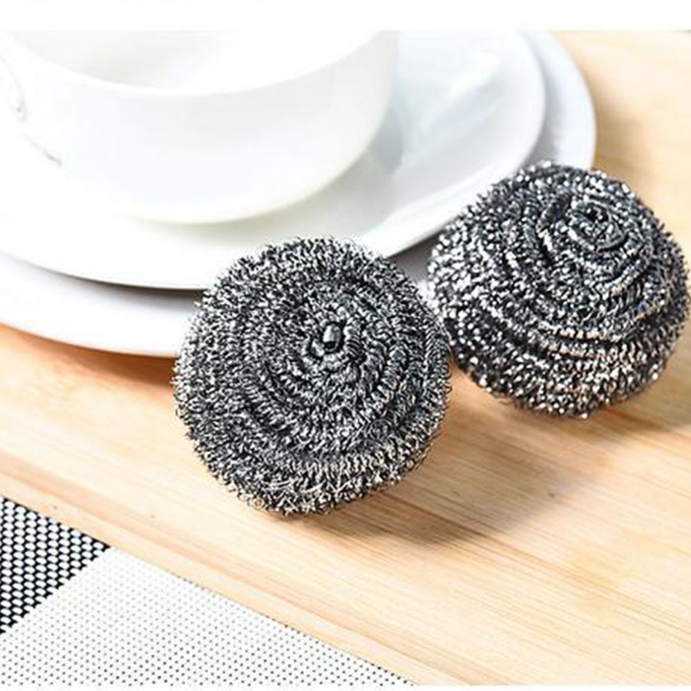 【COD Tangding】4pcs / set Bola Sikat Pembersih Bahan Stainless Steel Untuk Dapur