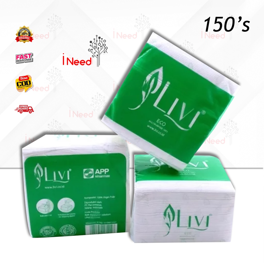 (INEED) TISSUE LIVI ECO Multipurpose 150s - Tisu Serbaguna | Tissue Serbaguna