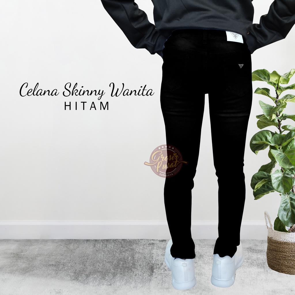 Celana Jeans Pensil Skinny Wanita Hitam 27 - 34