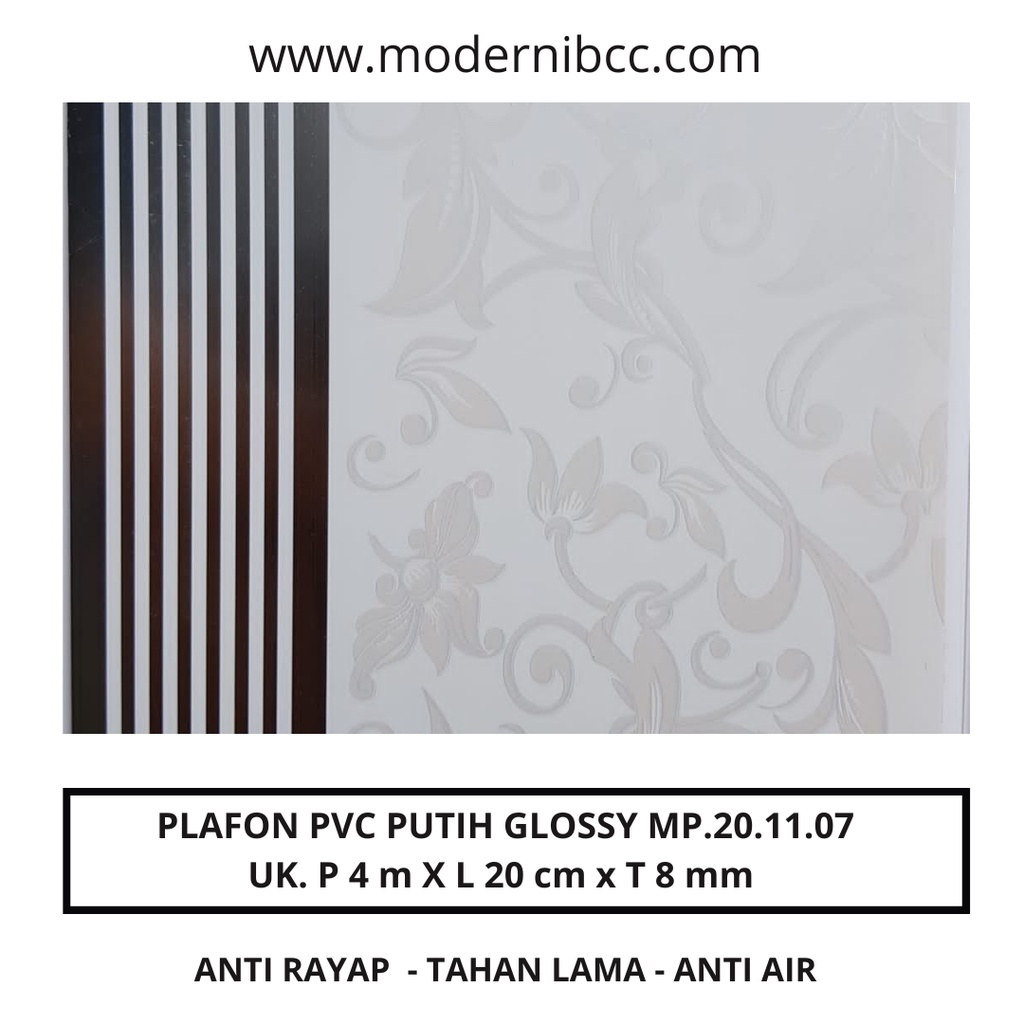 khusus Bandung Plafon PVC Motif Bunga Garis Glossy MP. 20.11.07 Dekorasi Atap Rumah Modern Murah