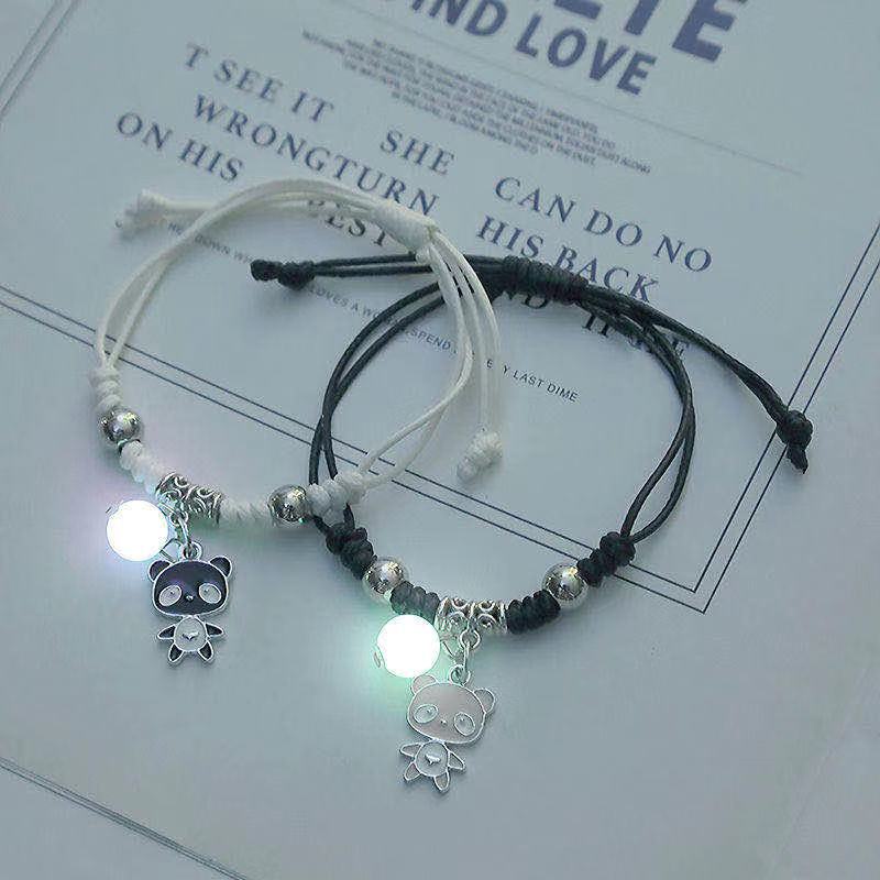 2pcs Gelang Desain Pentacle Butterfly Luminous Gaya Korea Untuk Hadiah Ulang Tahun