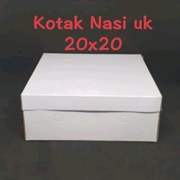 Dus | Box 400gsm | Kotak Nasi Kue Makanan 20x20 Polos 20 x 20 Ashley Dus Box Plus Mika atau tanpa mi
