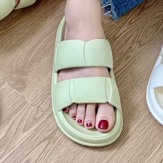 MlNlSO Sandal Jelly Korean Import Jelly Soft Slipper Anti Slip Elastic Empuk PVC-Hijau Double Strap