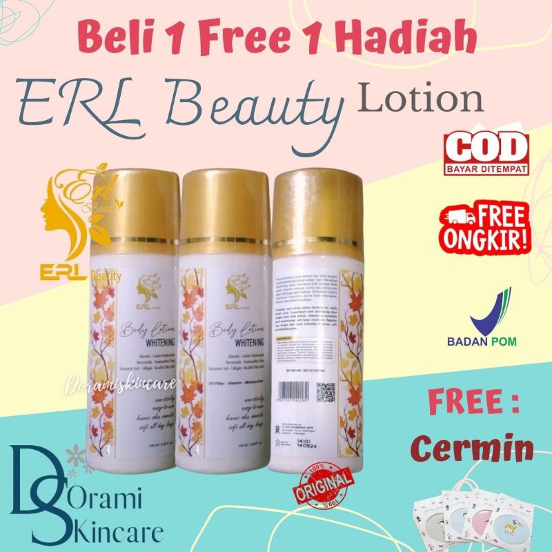 ERL BEAUTY LOTION HB WHITENING (BELI 1 FREE 1 HADIAH)  LOTION ERL ORIGINAL BPOM
