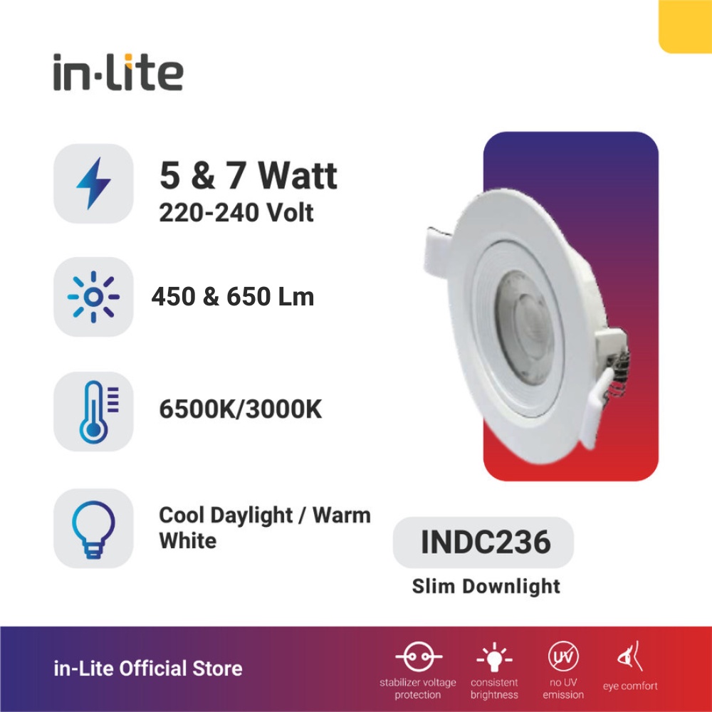 InLite Lampu Slim Downlight INDC236 - 5-7 watt