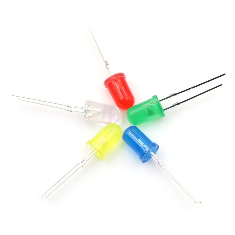 {LUCKID}100Pcs/Set 5mm LED Light Emitting Diodes DC2.5V-3V Red Green White Blue Yellow