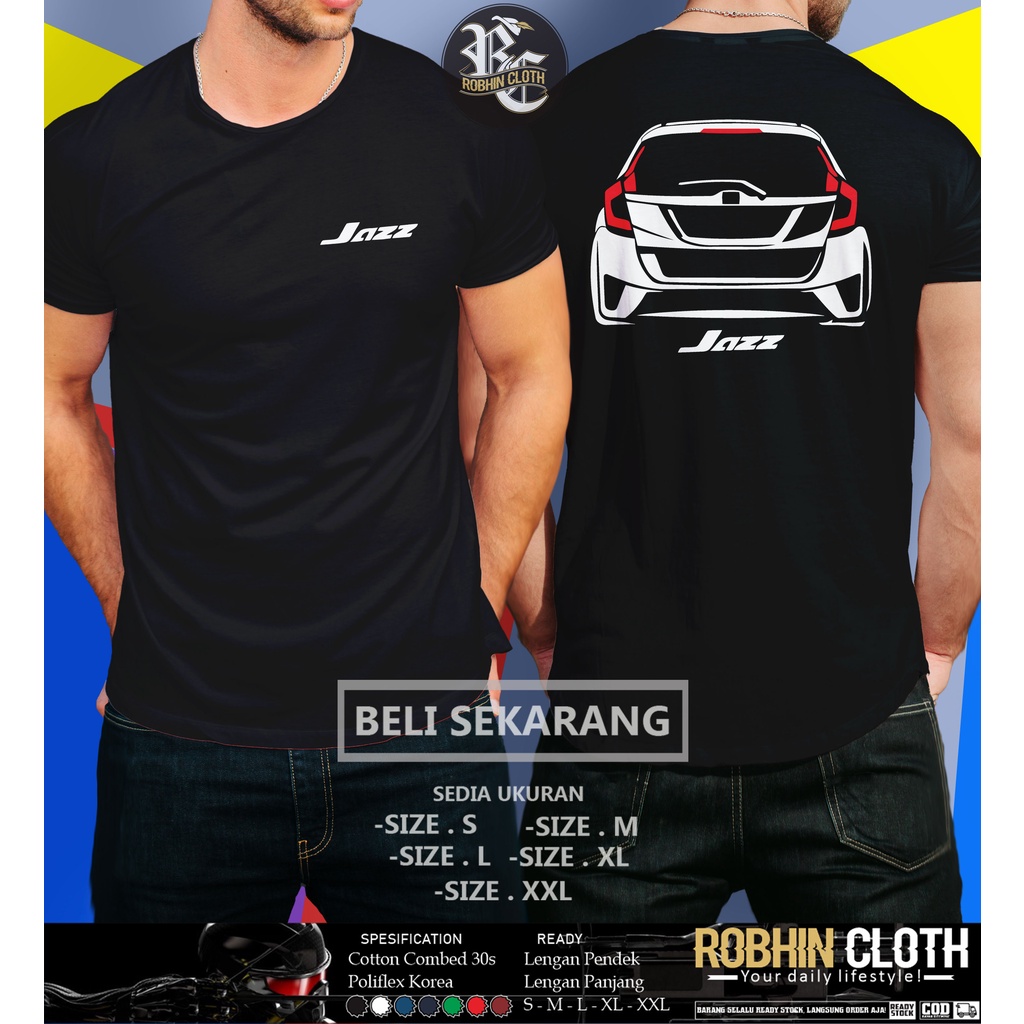 Kaos Mobil Honda Jazz GK5 Rear Siluet Baju Otomotif