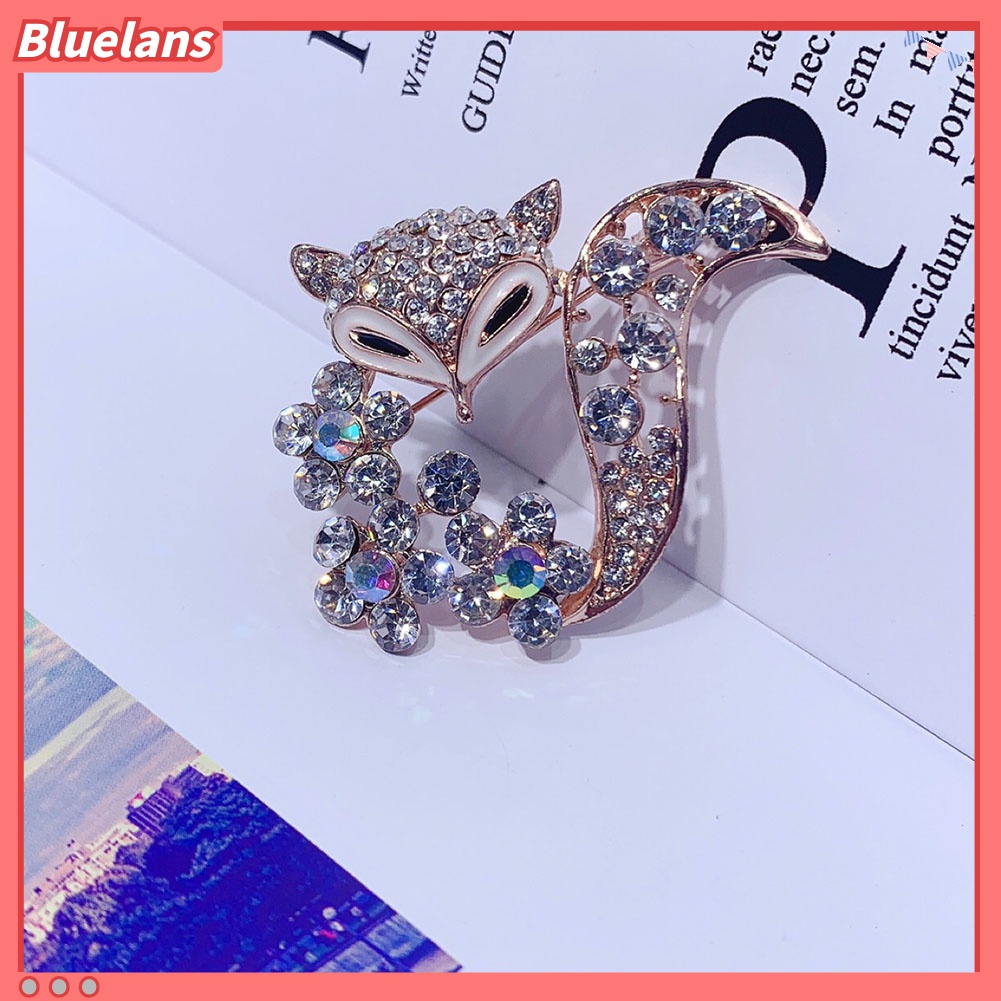 Bros Pin Bentuk Rubah Butterfly Kelinci Aksen Berlian Imitasi Untuk Wanita