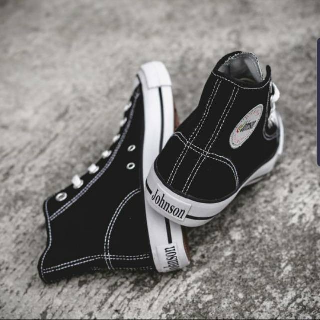 Johnson Basic High BlackWhite Sepatu Sekolah Sneakers Pria Wanita Casual Kasual Original Sepatulokal