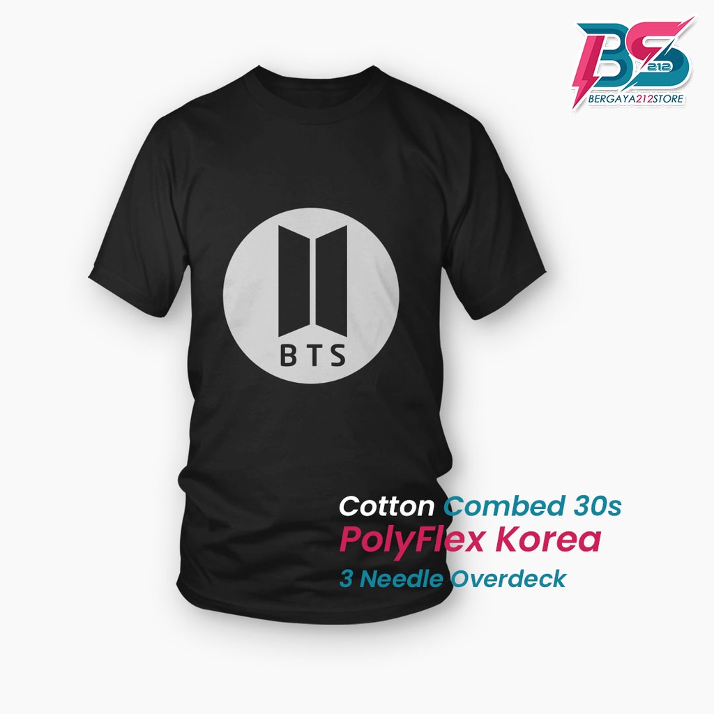 BISA COD Kaos Distro BTS BULAT Cotton Combed Sablon Unisex / Baju Logo Boyband KPOP