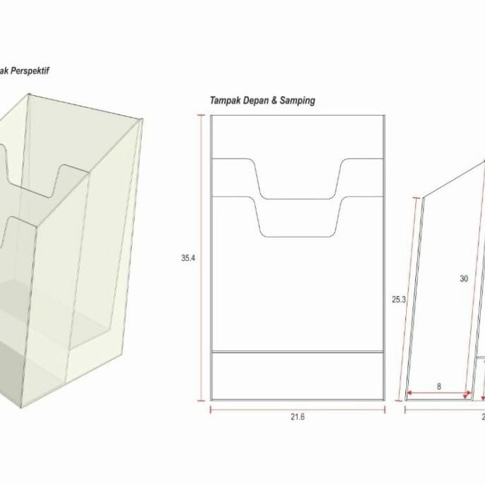 DISKON tempat brosur a4 2 susun akrilik