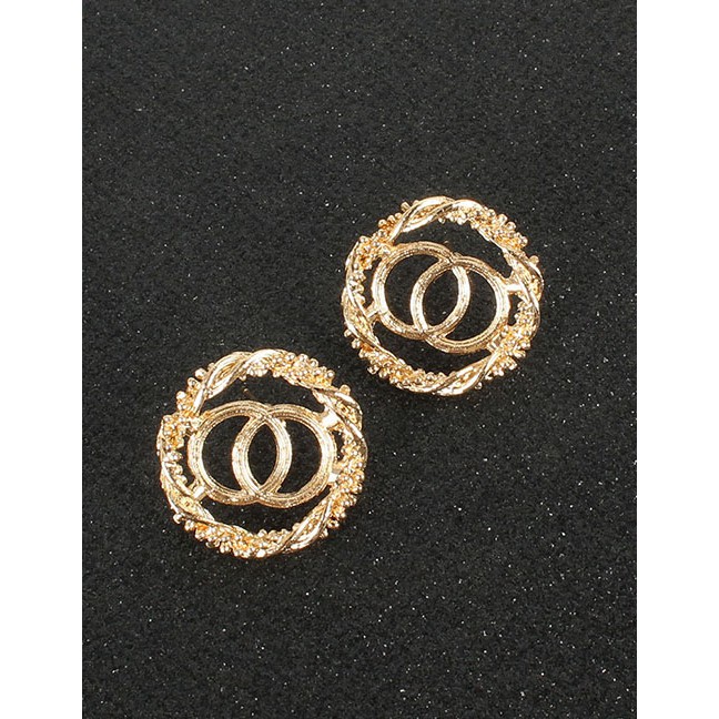 LRC Anting Tusuk Fashion Alloy Alloy Geometric Ring Interlocking Earrings K97062